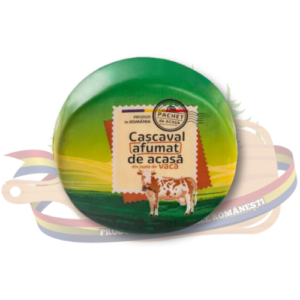 Cascaval afumat de vaca -350g-Ferma cu omenie-