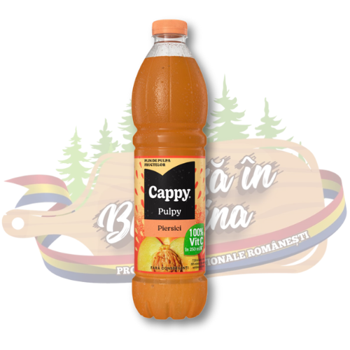 Suc necarbogazos cu pulpă de piersică – Cappy Pulpy – 1,5 L