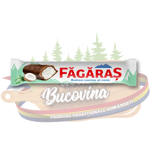 Baton ciocolata cu cocos si rom - Fagaras - 40g
