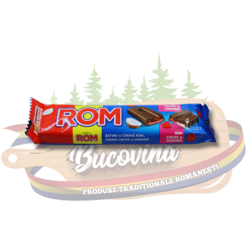 Baton cremă rom, cocos, zmeură - Rom autentic - 44,5g